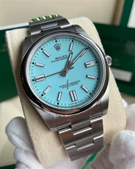 rolex oyster oro blu|rolex tiffany blue 41 price.